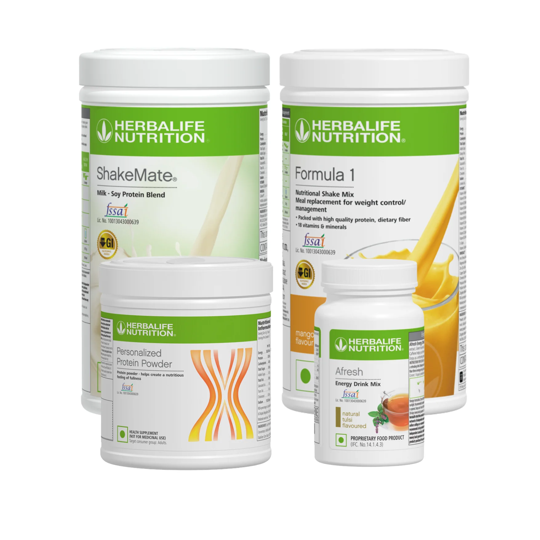 Herbalife Formula 1 Mango Nutritional Shake, Shakemate, 200g Protein Powder, and Afresh Tulsi Combo Pack